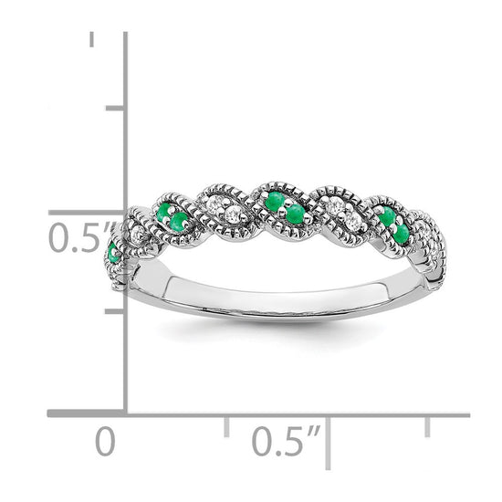 14k White Gold Gemstone and Diamond Twist Band