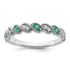 14k White Gold Gemstone and Diamond Twist Band