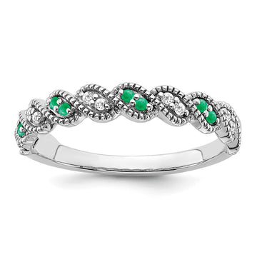 14k White Gold Gemstone and Diamond Twist Band