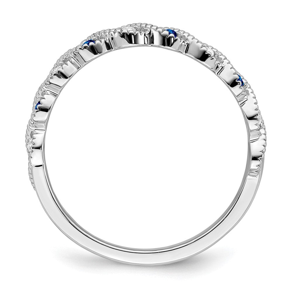 14k White Gold Gemstone and Diamond Twist Band
