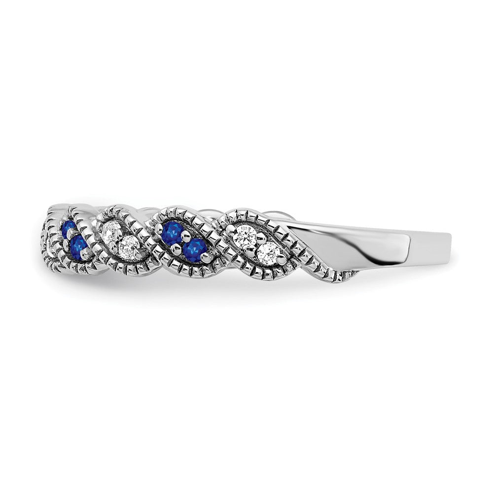14k White Gold Gemstone and Diamond Twist Band