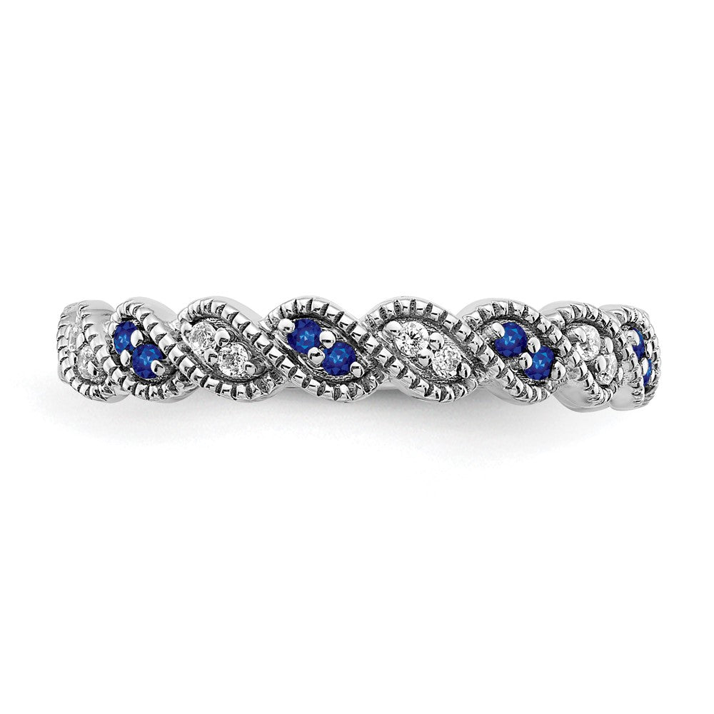 14k White Gold Gemstone and Diamond Twist Band