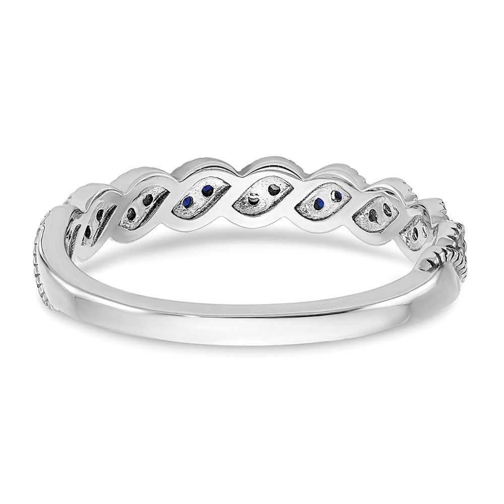 14k White Gold Gemstone and Diamond Twist Band