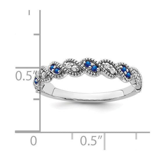 14k White Gold Gemstone and Diamond Twist Band