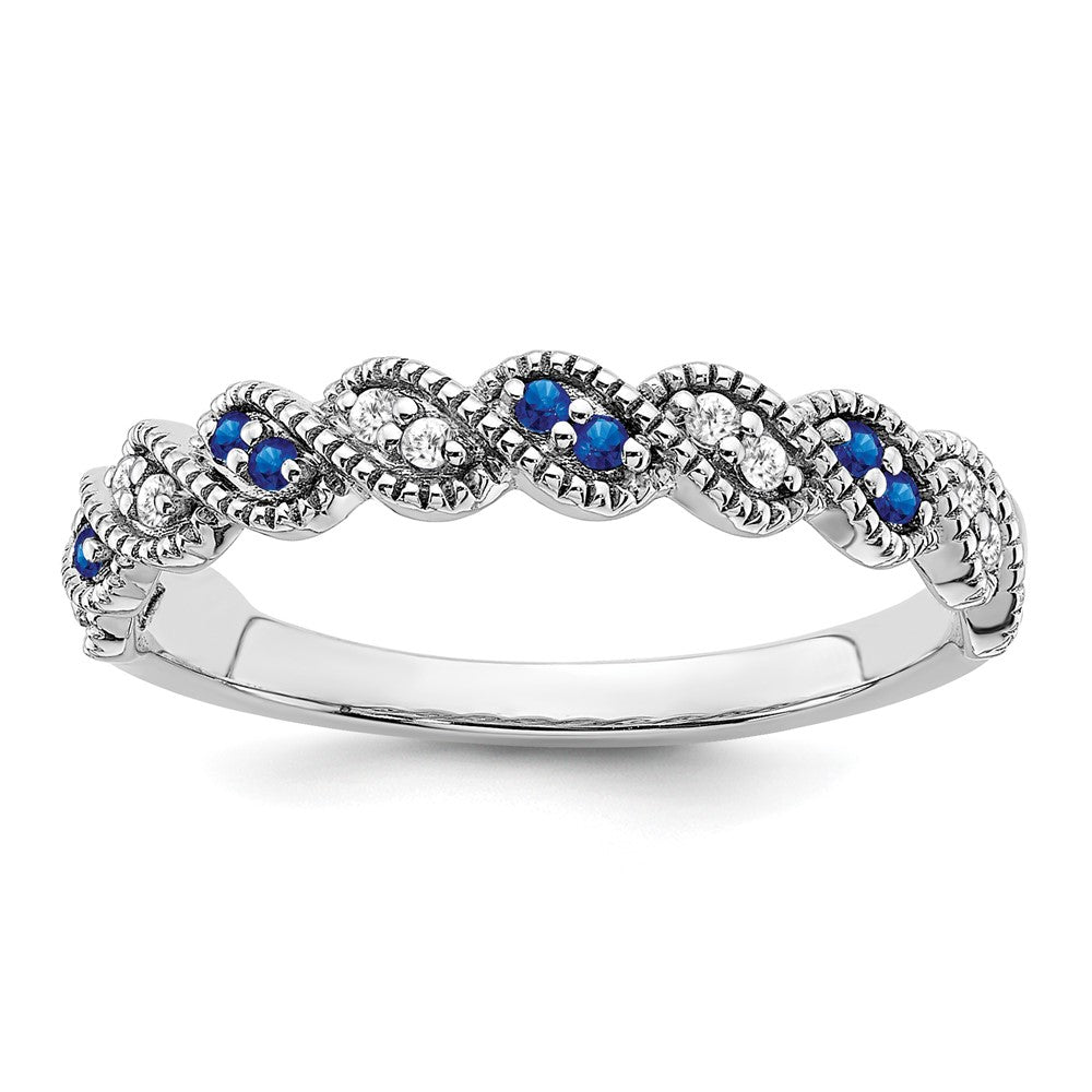 14k White Gold Gemstone and Diamond Twist Band