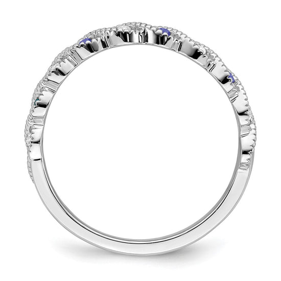 14k White Gold Gemstone and Diamond Twist Band