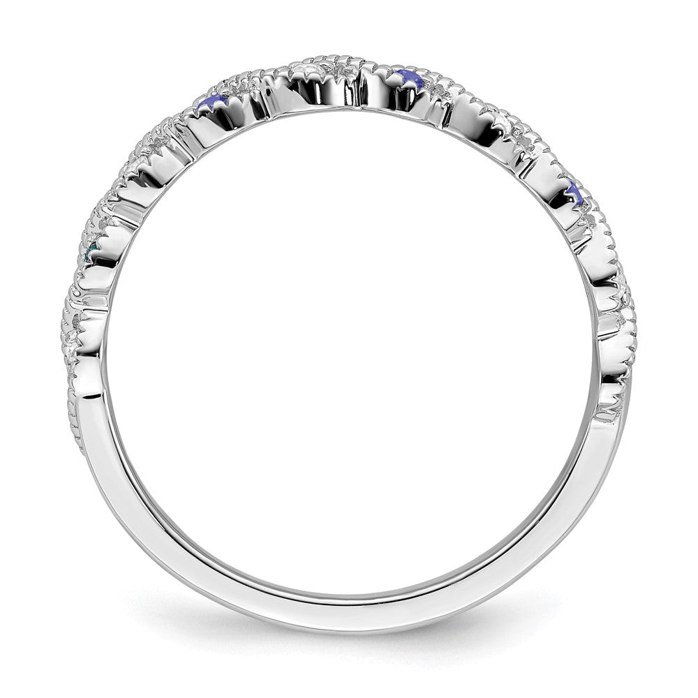 14k White Gold Gemstone and Diamond Twist Band