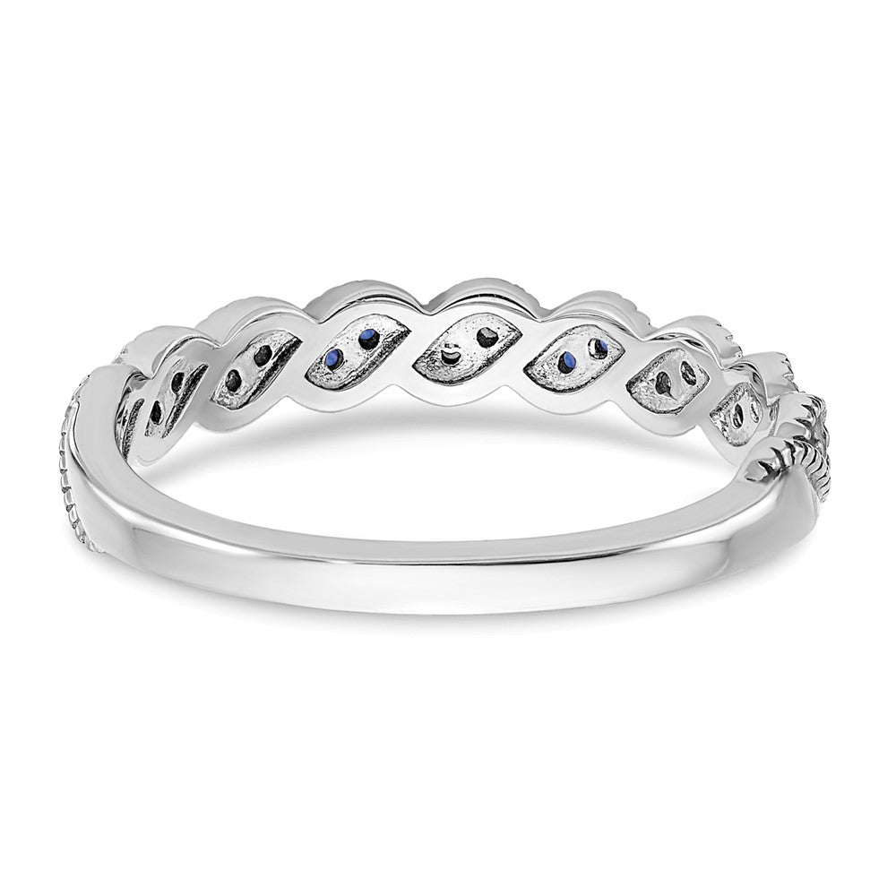 14k White Gold Gemstone and Diamond Twist Band