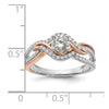 14k White and Rose Gold Criss-Cross (Holds (1/2 carat (5.2mm) Round Center) 1/3 carat Diamond Semi-mount Engagement Ring