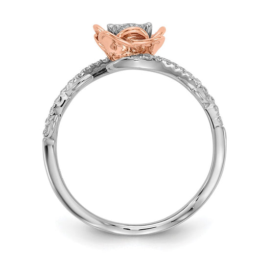 14k White and Rose Gold Floral 1/4 carat Diamond Complete Fashion/Engagement Ring