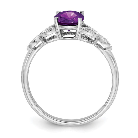14k White Gold Oval Gemstone and Diamond Ring