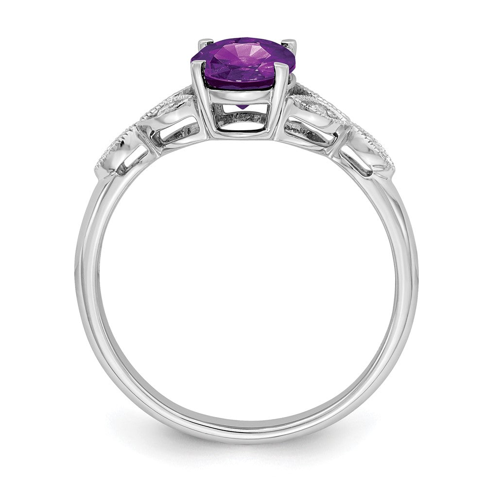 14k White Gold Oval Gemstone and Diamond Ring