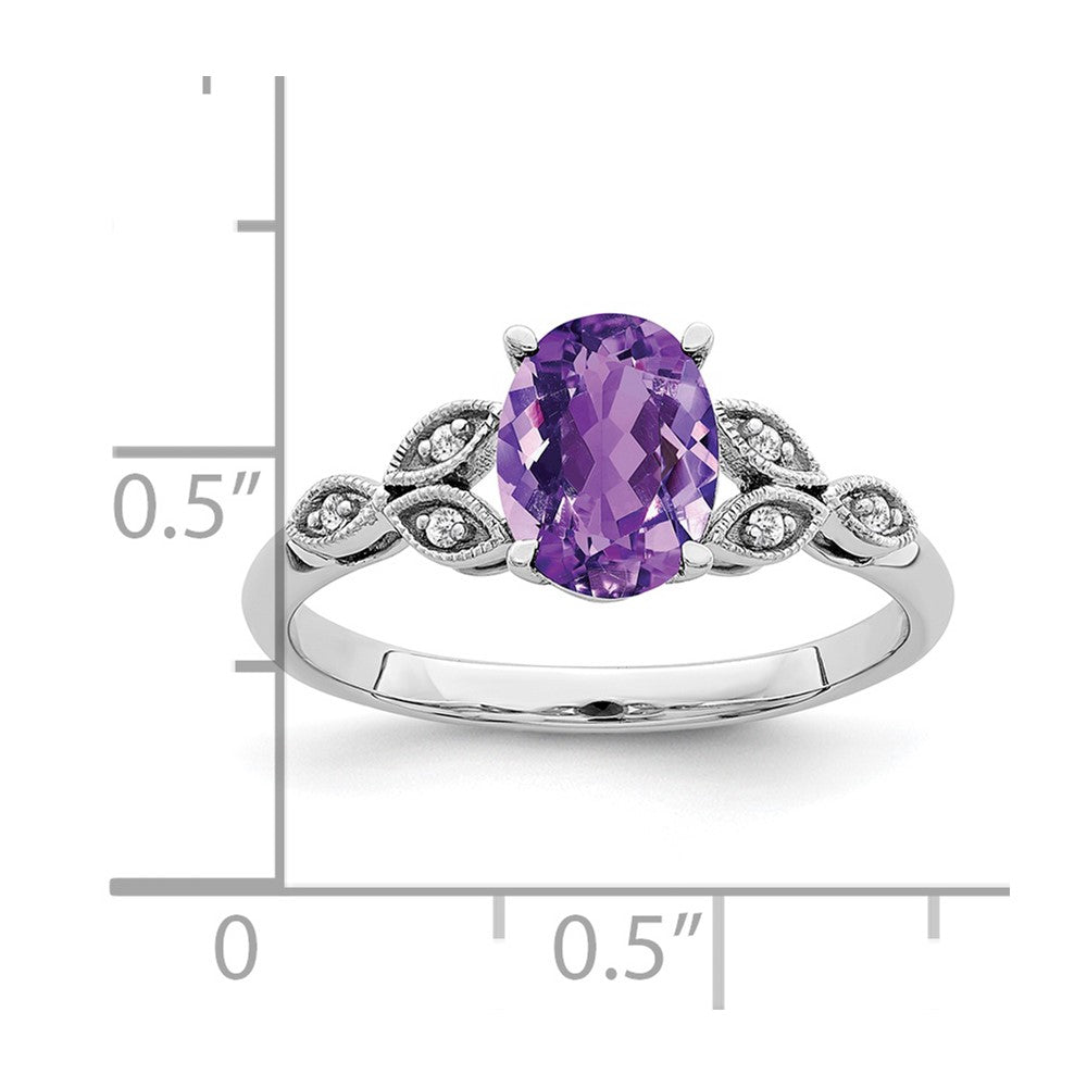 14k White Gold Oval Gemstone and Diamond Ring