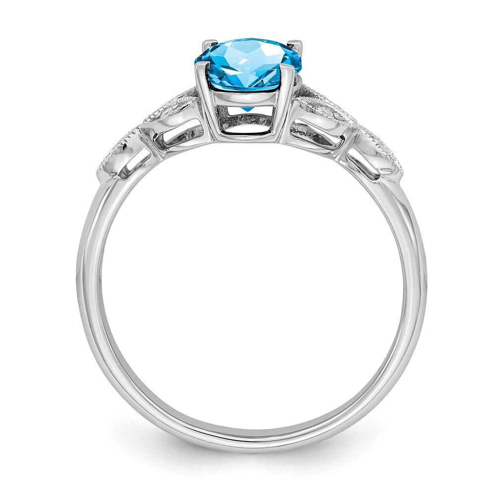 14k White Gold Oval Gemstone and Diamond Ring