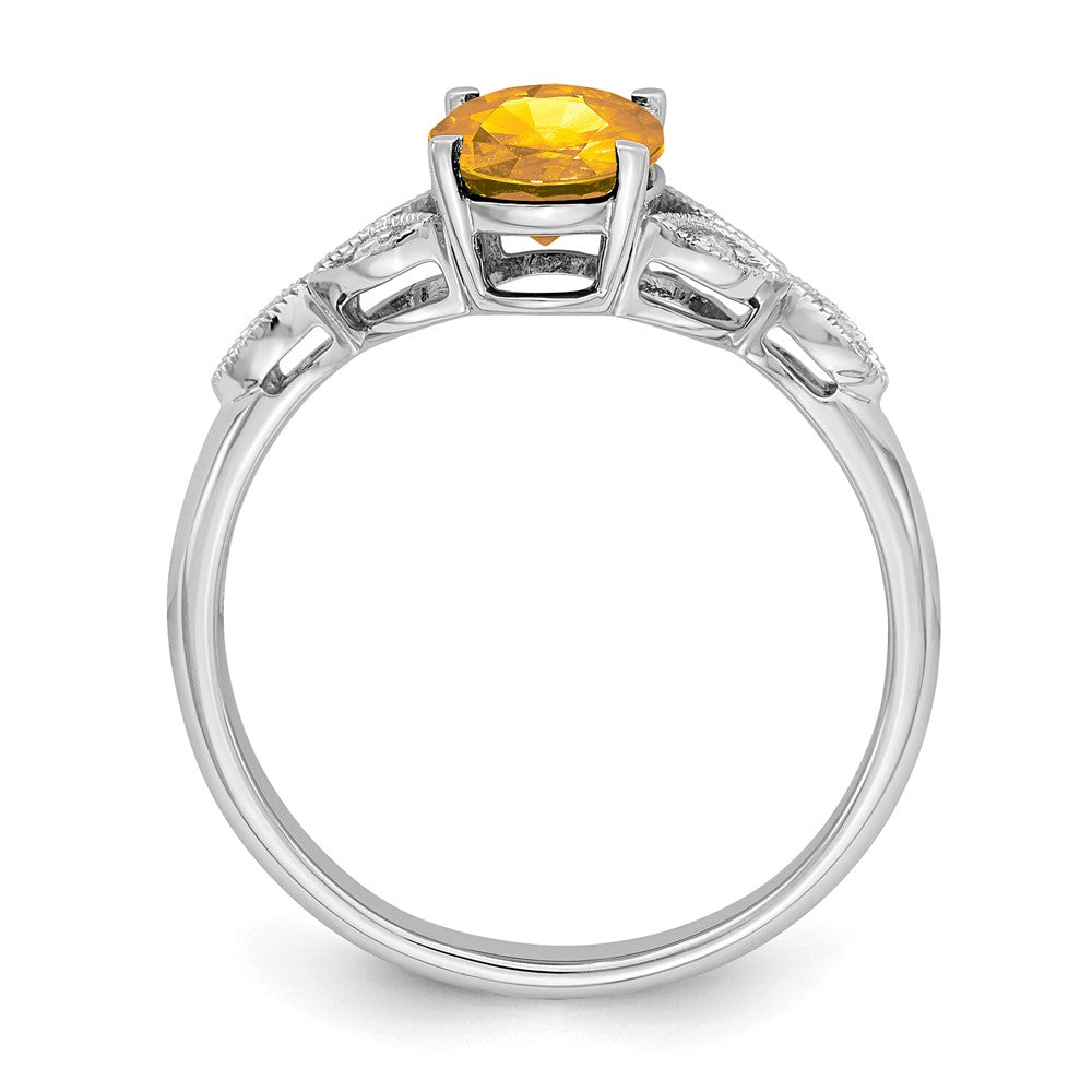 14k White Gold Oval Gemstone and Diamond Ring