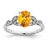 14k White Gold Oval Gemstone and Diamond Ring