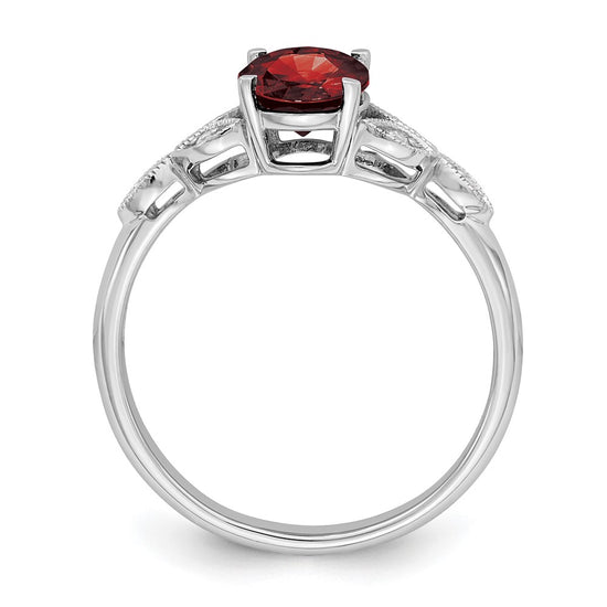 14k White Gold Oval Gemstone and Diamond Ring