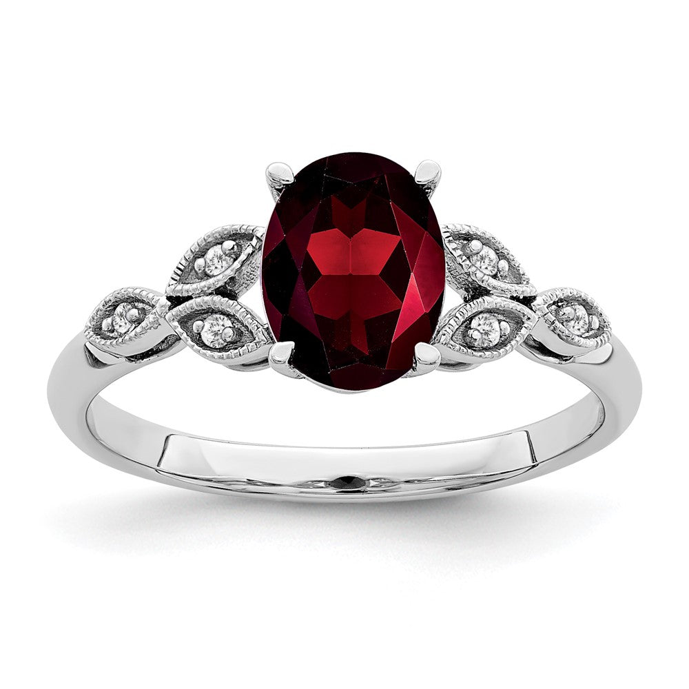 14k White Gold Oval Gemstone and Diamond Ring