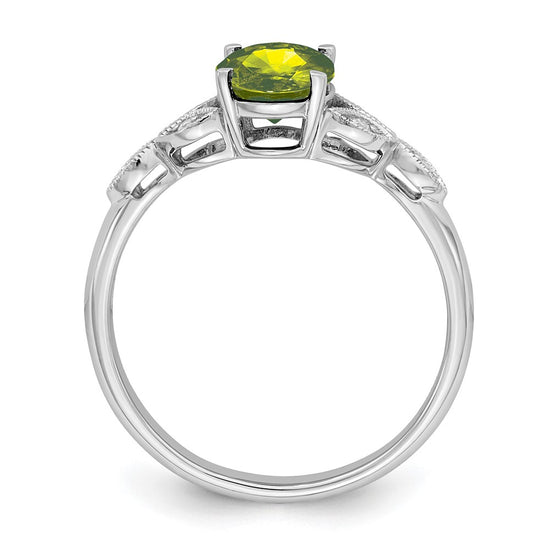 14k White Gold Oval Gemstone and Diamond Ring