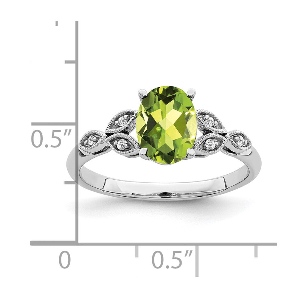 14k White Gold Oval Gemstone and Diamond Ring