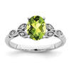 14k White Gold Oval Gemstone and Diamond Ring