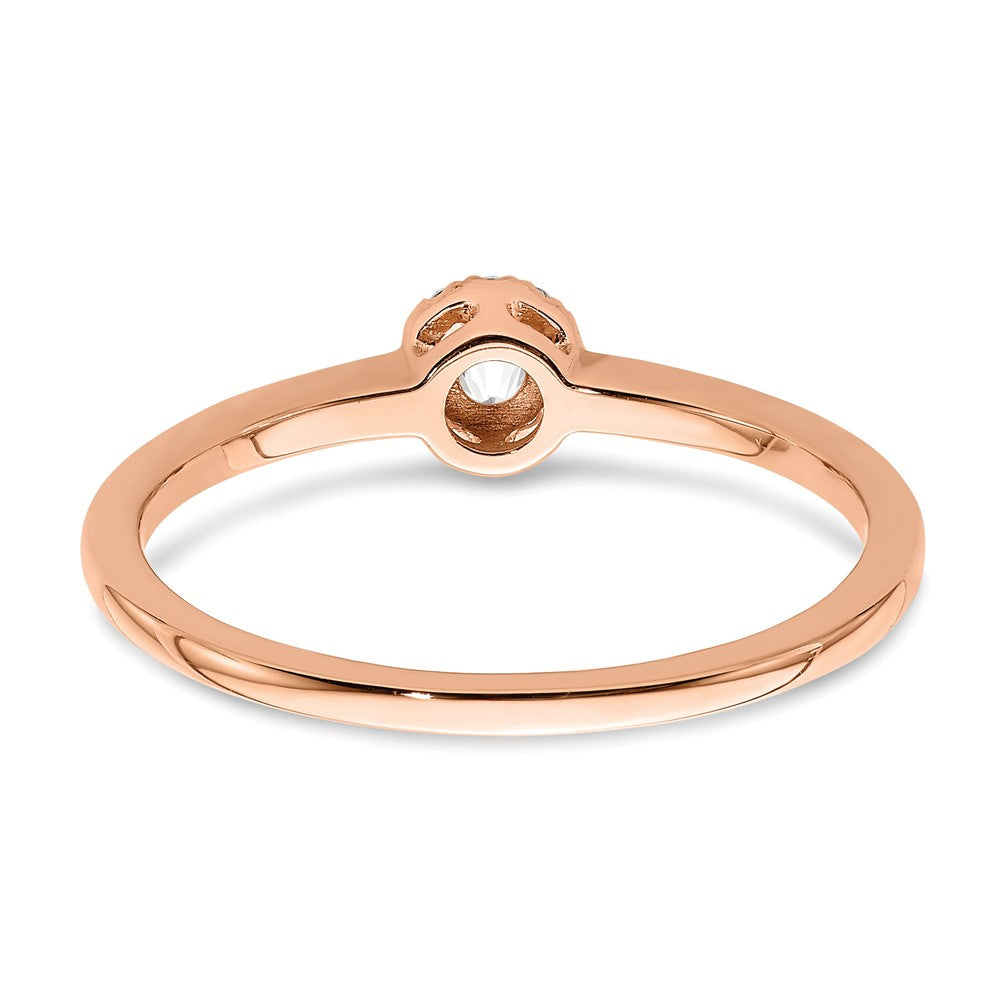 First Promise 14k Rose Gold Halo 1/10 carat Round Diamond Complete Promise/Engagement Ring