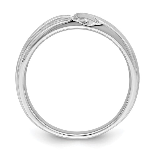 14k White Gold 3-Stone 1/8 carat Diamond Complete Men's Band