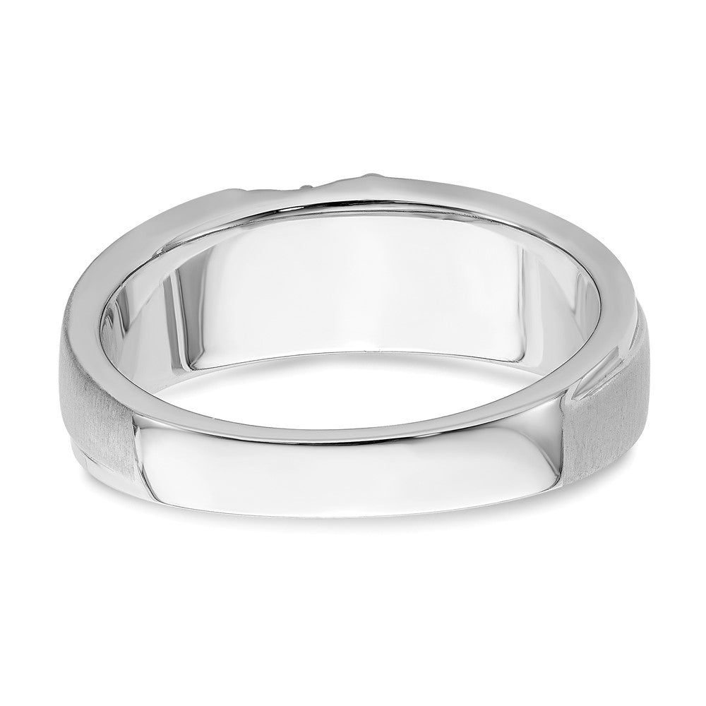 14k White Gold 3-Stone 1/8 carat Diamond Complete Men's Band