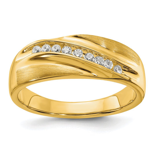14k 1/5 carat Diamond Complete Men's Band : Satin E/W