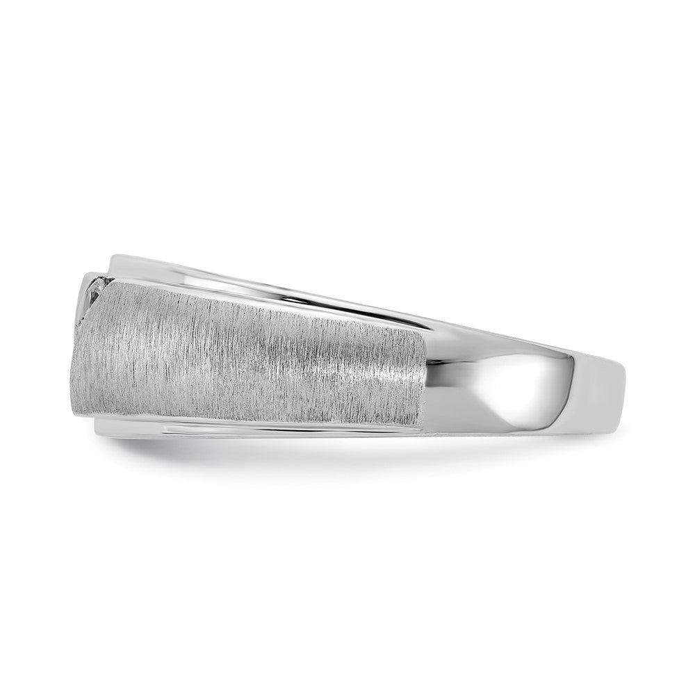 14k White Gold 3-Stone 1/6 carat Diamond Complete Men's Band