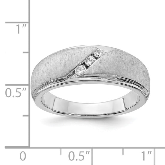 14k White Gold 3-Stone 1/6 carat Diamond Complete Men's Band