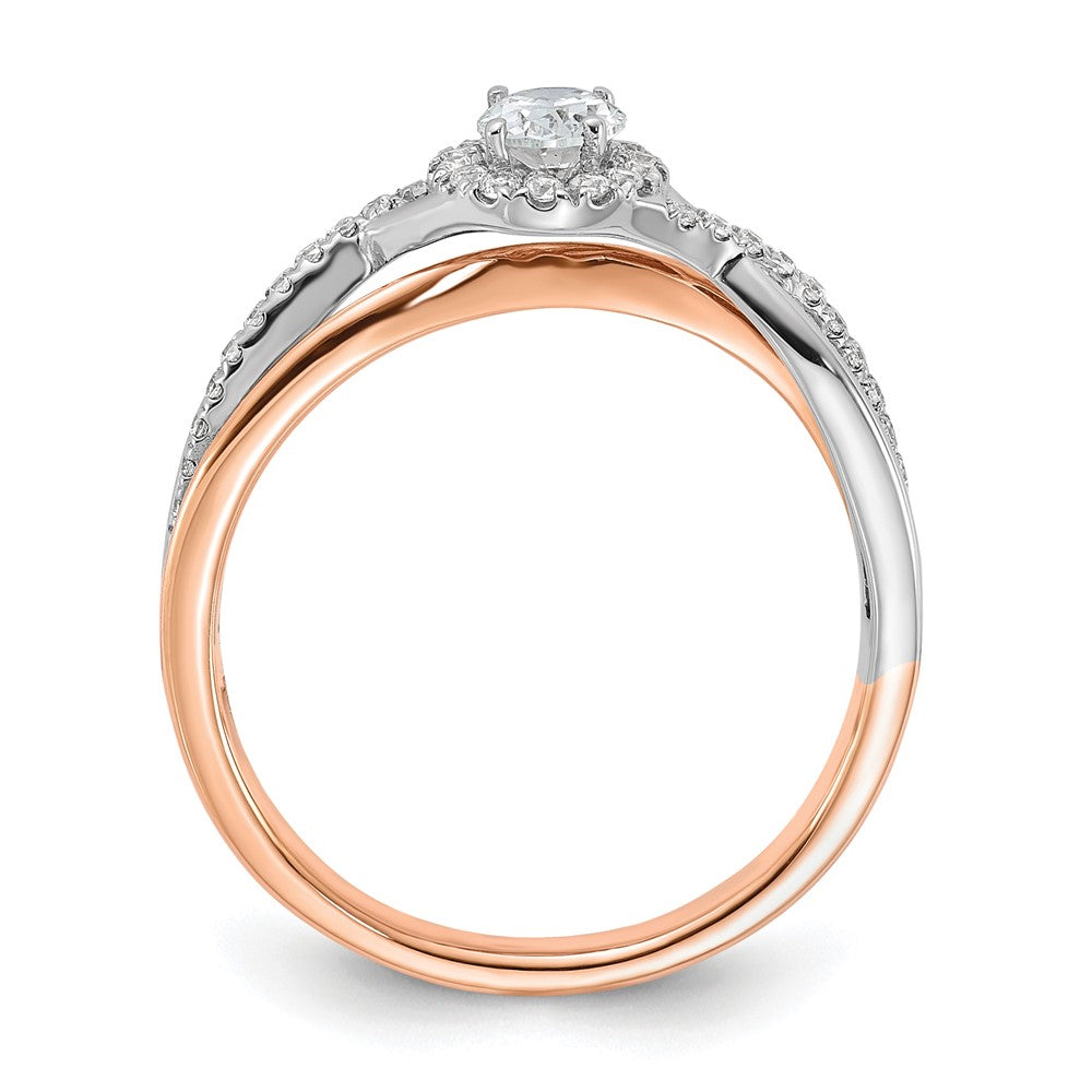 14k Two-tone Oval Halo Diamond Semi-Mount Engagement Ring