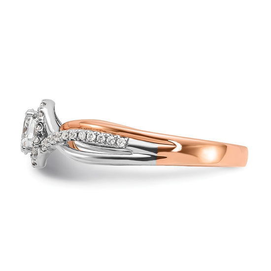 14k Two-tone Oval Halo Diamond Semi-Mount Engagement Ring