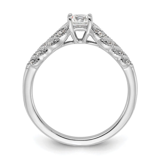 14k White Gold leaf Design Diamond Semi-Mount Engagement Ring