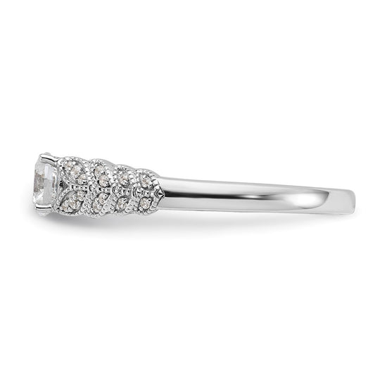 14k White Gold leaf Design Diamond Semi-Mount Engagement Ring