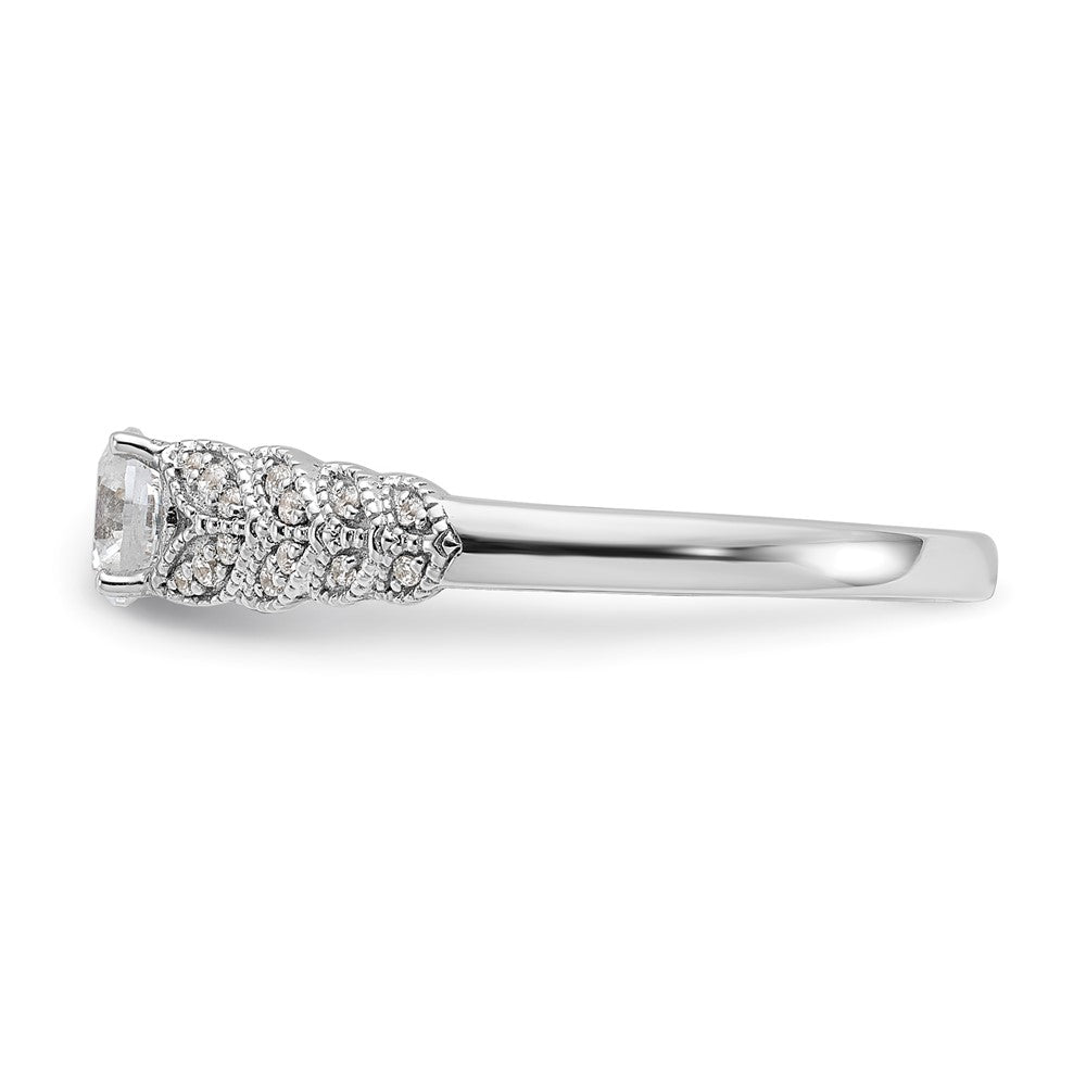 14k White Gold leaf Design Diamond Semi-Mount Engagement Ring