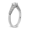 14k White Gold leaf Design Diamond Semi-Mount Engagement Ring