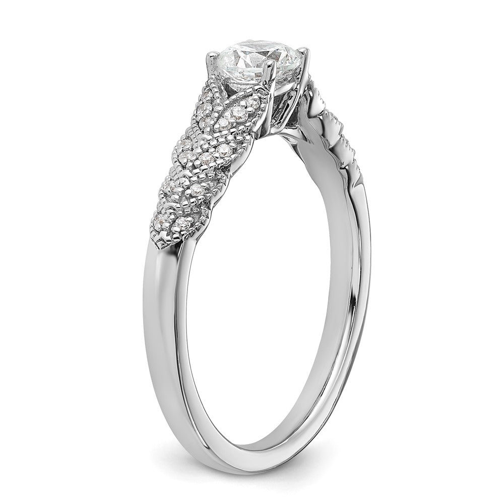 14k White Gold leaf Design Diamond Semi-Mount Engagement Ring