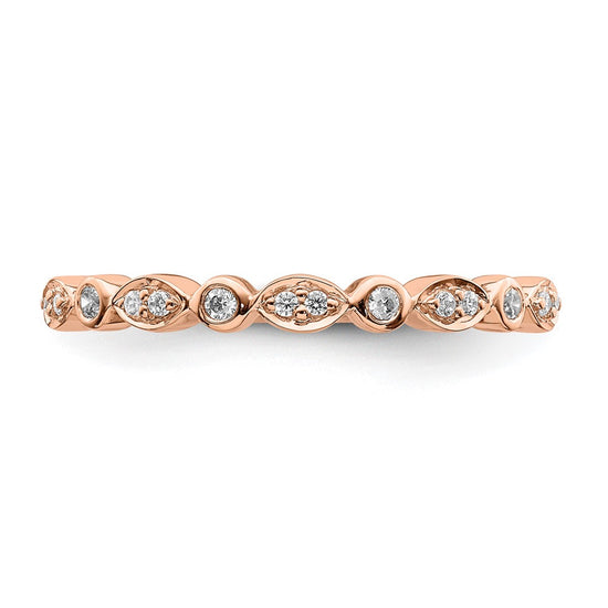 Blooming Bridal 14k Rose Gold 1/5 carat Diamond Set of 2 Complete Wedding Bands
