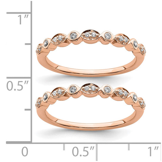 Blooming Bridal 14k Rose Gold 1/5 carat Diamond Set of 2 Complete Wedding Bands