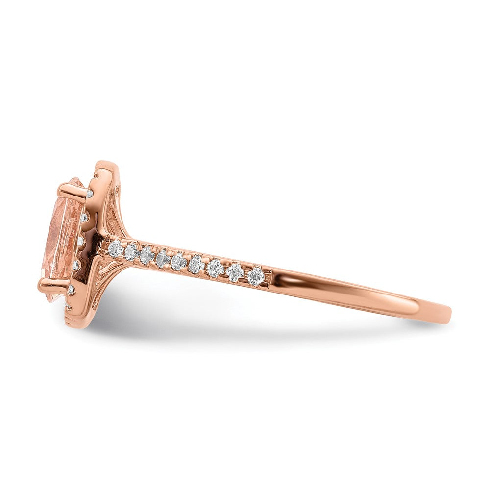 Blooming Bridal 14k Rose Gold Halo 8x6mm Oval Morganite and 1/3 carat Diamond Complete Engagement Ring