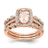 Blooming Bridal 14k Rose Gold Halo 8x6mm Oval Morganite and 1/3 carat Diamond Complete Engagement Ring