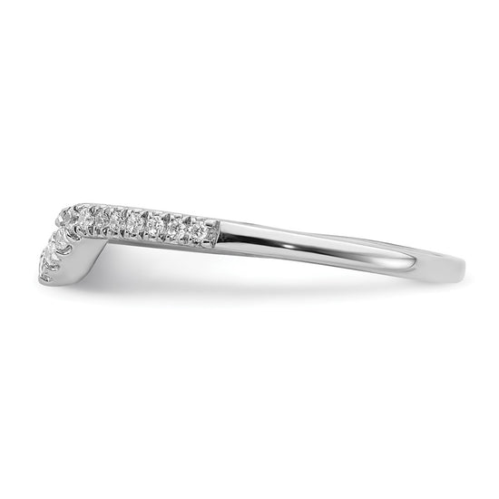 14k White Gold 1/8 carat Diamond Contoured Complete Wedding Band