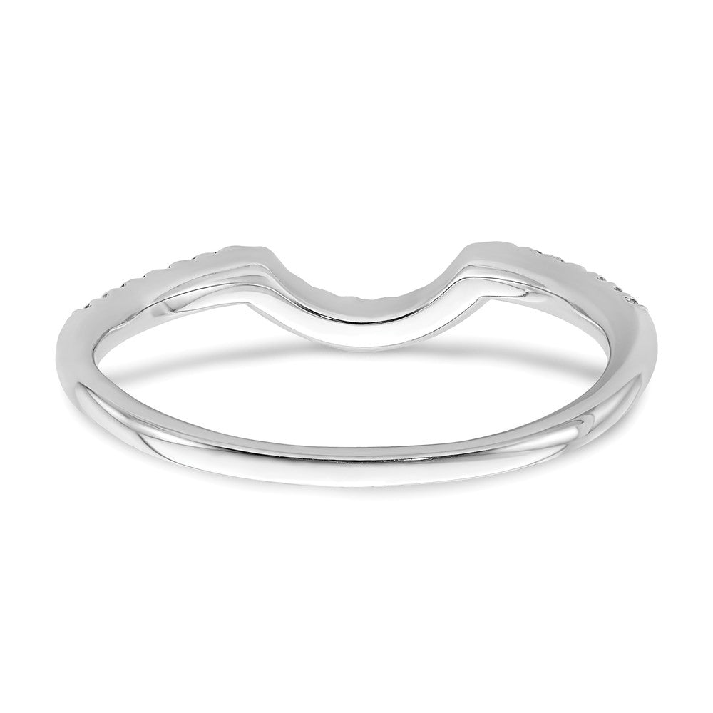 14k White Gold 1/8 carat Diamond Contoured Complete Wedding Band