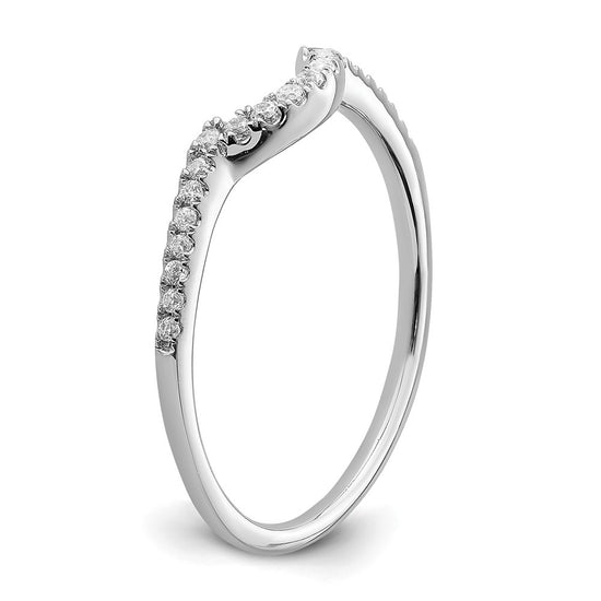 14k White Gold 1/8 carat Diamond Contoured Complete Wedding Band
