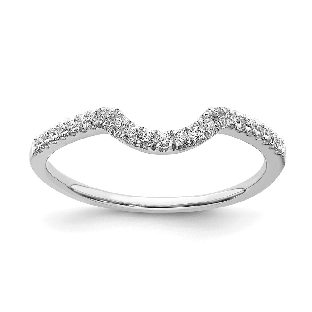 14k White Gold 1/8 carat Diamond Contoured Complete Wedding Band