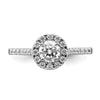 14k White Gold Halo Plus (Holds 1/2 carat (5.2mm) Round Center) 3/8 carat Diamond Semi-Mount Engagement Ring