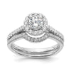 14k White Gold Halo Plus (Holds 1/2 carat (5.2mm) Round Center) 3/8 carat Diamond Semi-Mount Engagement Ring