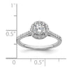 14k White Gold Halo Plus (Holds 1/2 carat (5.2mm) Round Center) 3/8 carat Diamond Semi-Mount Engagement Ring
