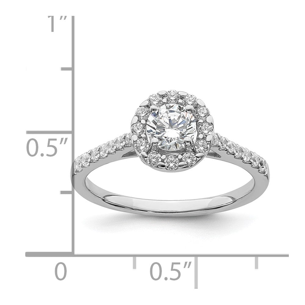 14k White Gold Halo Plus (Holds 1/2 carat (5.2mm) Round Center) 3/8 carat Diamond Semi-Mount Engagement Ring